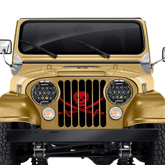 Dirty Acres® - 1-Pc Ahoy Matey Pirate Flag Style Dark Red Perforated Main Grille