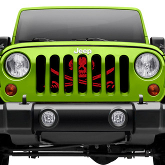 Dirty Acres® - 1-Pc Ahoy Matey Pirate Flag Style Dark Red Perforated Main Grille