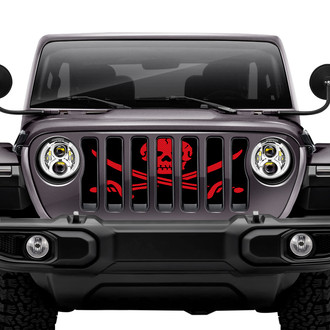 Dirty Acres® - 1-Pc Ahoy Matey Pirate Flag Style Dark Red Perforated Main Grille