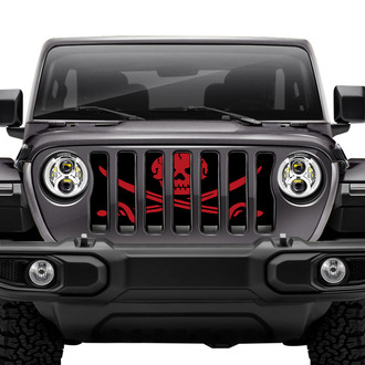 Dirty Acres® - 1-Pc Ahoy Matey Pirate Flag Style Dark Red Perforated Main Grille