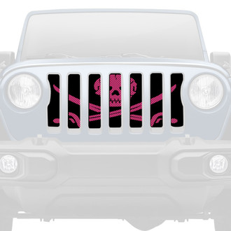 Dirty Acres® - 1-Pc Ahoy Matey Pirate Flag Style Hot Pink Perforated Main Grille