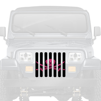 Dirty Acres® - 1-Pc Ahoy Matey Pirate Flag Style Hot Pink Perforated Main Grille