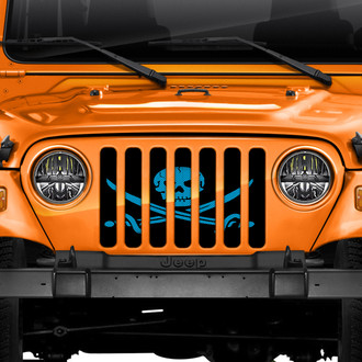 Dirty Acres® - 1-Pc Ahoy Matey Pirate Flag Style Oasis Blue Perforated Main Grille