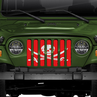 Dirty Acres® - 1-Pc Ahoy Matey Pirate Flag Style Red Perforated Main Grille