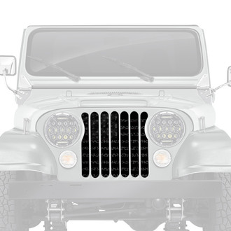 Dirty Acres® - 1-Pc American Flag Style Dark Gray and Black Leopard Print Perforated Main Grille