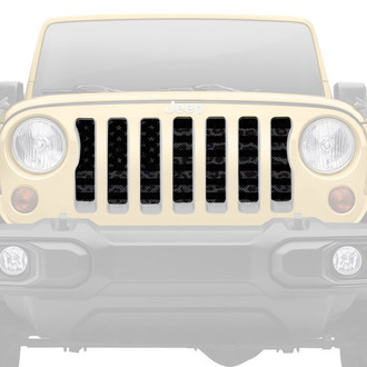 Dirty Acres® - 1-Pc American Flag Style Dark Gray and Black Leopard Print Perforated Main Grille