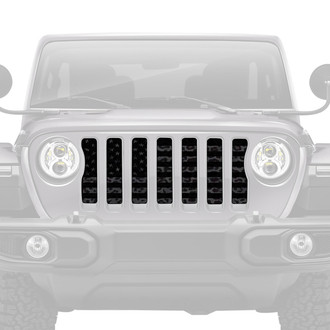Dirty Acres® - 1-Pc American Flag Style Dark Gray and Black Leopard Print Perforated Main Grille