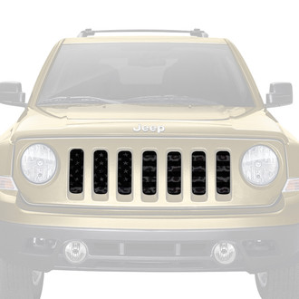 Dirty Acres® - 1-Pc American Flag Style Dark Gray and Black Leopard Print Perforated Main Grille