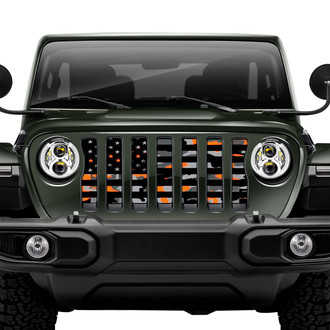 Dirty Acres® - 1-Pc American Orange Camo Flag Style Perforated Main Grille