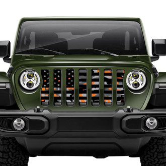 Dirty Acres® - 1-Pc American Orange Camo Flag Style Perforated Main Grille