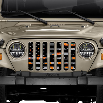 Dirty Acres® - 1-Pc American Orange Camo Flag Style Perforated Main Grille