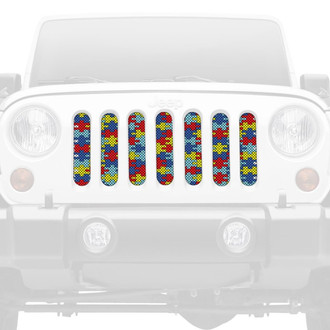 Dirty Acres® - 1-Pc Autism Awareness Puzzle Pieces Style Perforated Main Grille