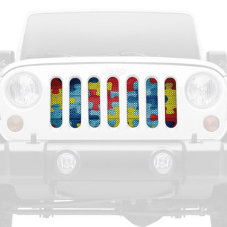 Dirty Acres® - 1-Pc Autism Awareness Wooden Puzzle Piece Style Perforated Main Grille