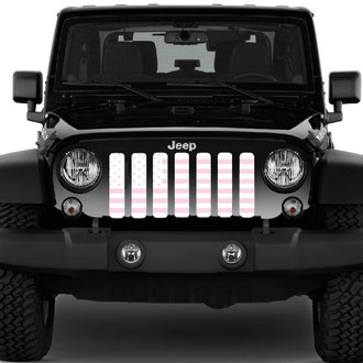 Dirty Acres® - 1-Pc White & Baby Pink American Flag Style Perforated Main Grille
