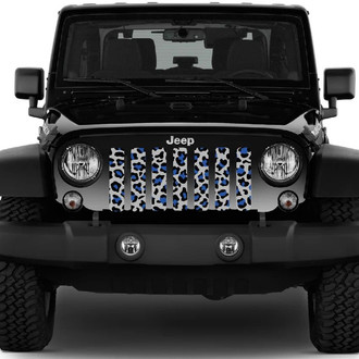 Dirty Acres® - 1-Pc Leopard Print Style Royal Blue/Gray Perforated Main Grille