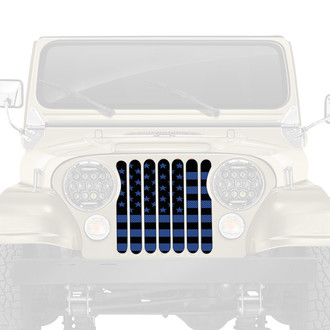 Dirty Acres® - 1-Pc American Flag Style Black/Blue Perforated Main Grille