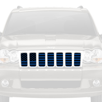 Dirty Acres® - 1-Pc American Flag Style Black/Blue Perforated Main Grille