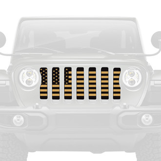 Dirty Acres® - 1-Pc American Flag Style Black/Gold Perforated Main Grille