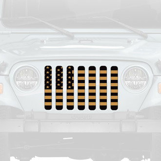 Dirty Acres® - 1-Pc American Flag Style Black/Gold Perforated Main Grille