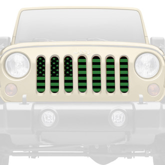 Dirty Acres® - 1-Pc American Flag Style Black/Green Perforated Main Grille