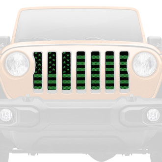 Dirty Acres® - 1-Pc American Flag Style Black/Green Perforated Main Grille