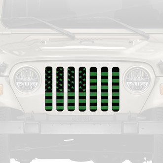 Dirty Acres® - 1-Pc American Flag Style Black/Green Perforated Main Grille