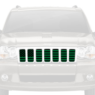 Dirty Acres® - 1-Pc American Flag Style Black/Green Perforated Main Grille