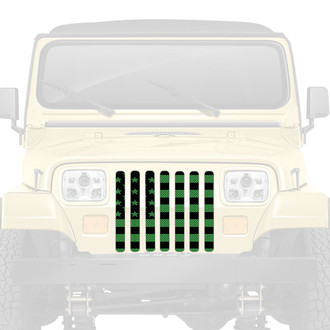 Dirty Acres® - 1-Pc American Flag Style Black/Green Perforated Main Grille