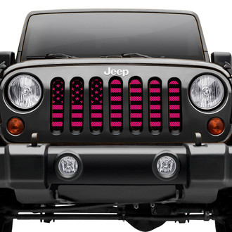 Dirty Acres® - 1-Pc Black and Hot Pink American Flag Style Perforated Main Grille