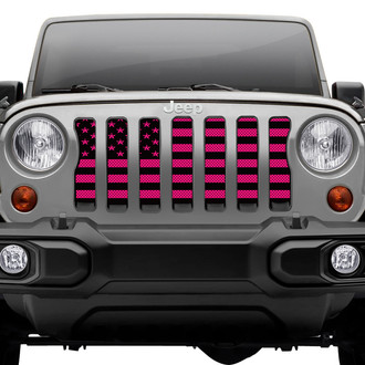 Dirty Acres® - 1-Pc Black and Hot Pink American Flag Style Perforated Main Grille