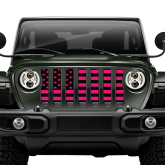 Dirty Acres® - 1-Pc Black and Hot Pink American Flag Style Perforated Main Grille