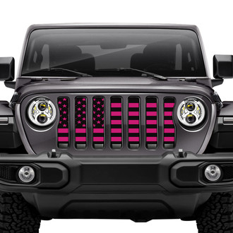 Dirty Acres® - 1-Pc Black and Hot Pink American Flag Style Perforated Main Grille