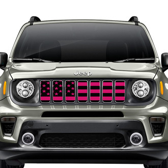 Dirty Acres® - 1-Pc Black and Hot Pink American Flag Style Perforated Main Grille