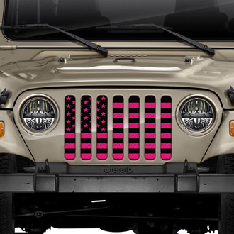 Dirty Acres® - 1-Pc Black and Hot Pink American Flag Style Perforated Main Grille