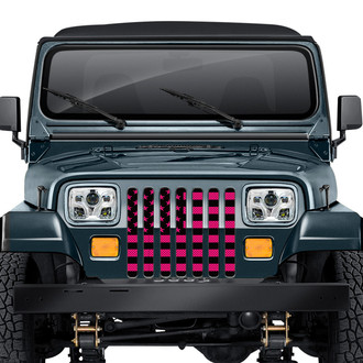 Dirty Acres® - 1-Pc Black and Hot Pink American Flag Style Perforated Main Grille