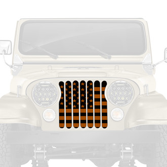 Dirty Acres® - 1-Pc American Flag Style Black/Orange Perforated Main Grille