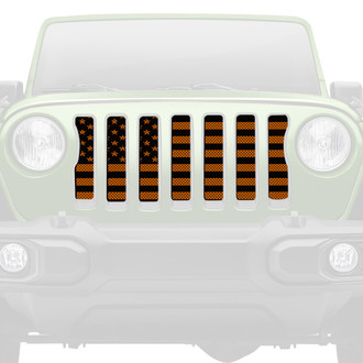 Dirty Acres® - 1-Pc American Flag Style Black/Orange Perforated Main Grille