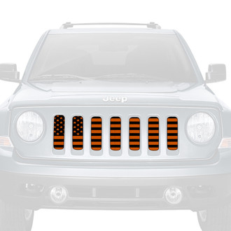 Dirty Acres® - 1-Pc American Flag Style Black/Orange Perforated Main Grille