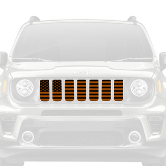 Dirty Acres® - 1-Pc American Flag Style Black/Orange Perforated Main Grille