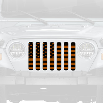 Dirty Acres® - 1-Pc American Flag Style Black/Orange Perforated Main Grille
