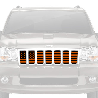 Dirty Acres® - 1-Pc American Flag Style Black/Orange Perforated Main Grille