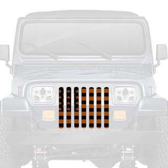 Dirty Acres® - 1-Pc American Flag Style Black/Orange Perforated Main Grille