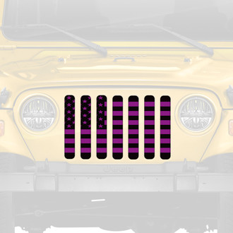Dirty Acres® - 1-Pc American Flag Style Black/Purple Perforated Main Grille