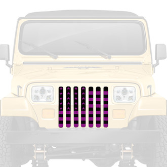 Dirty Acres® - 1-Pc American Flag Style Black/Purple Perforated Main Grille
