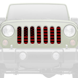 Dirty Acres® - 1-Pc American Flag Style Black/Red Perforated Main Grille