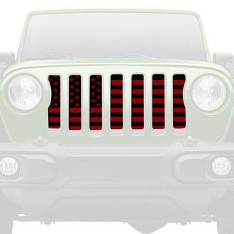 Dirty Acres® - 1-Pc American Flag Style Black/Red Perforated Main Grille