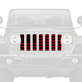 Dirty Acres® - 1-Pc American Flag Style Black/Red Perforated Main Grille