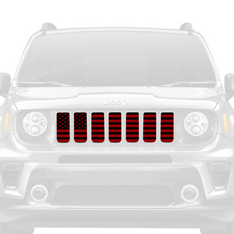 Dirty Acres® - 1-Pc American Flag Style Black/Red Perforated Main Grille