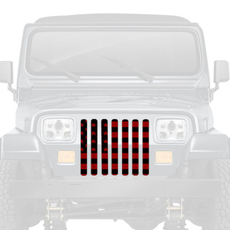 Dirty Acres® - 1-Pc American Flag Style Black/Red Perforated Main Grille