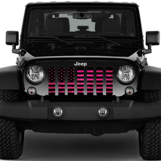 Dirty Acres® - 1-Pc American Flag Style Bright Pink Fleck Perforated Main Grille